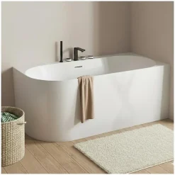 Baignoire Îlot|Mob-In Baignoire acrylique Lucite FORMA semi-îlot blanche 170cm - Angle droit
