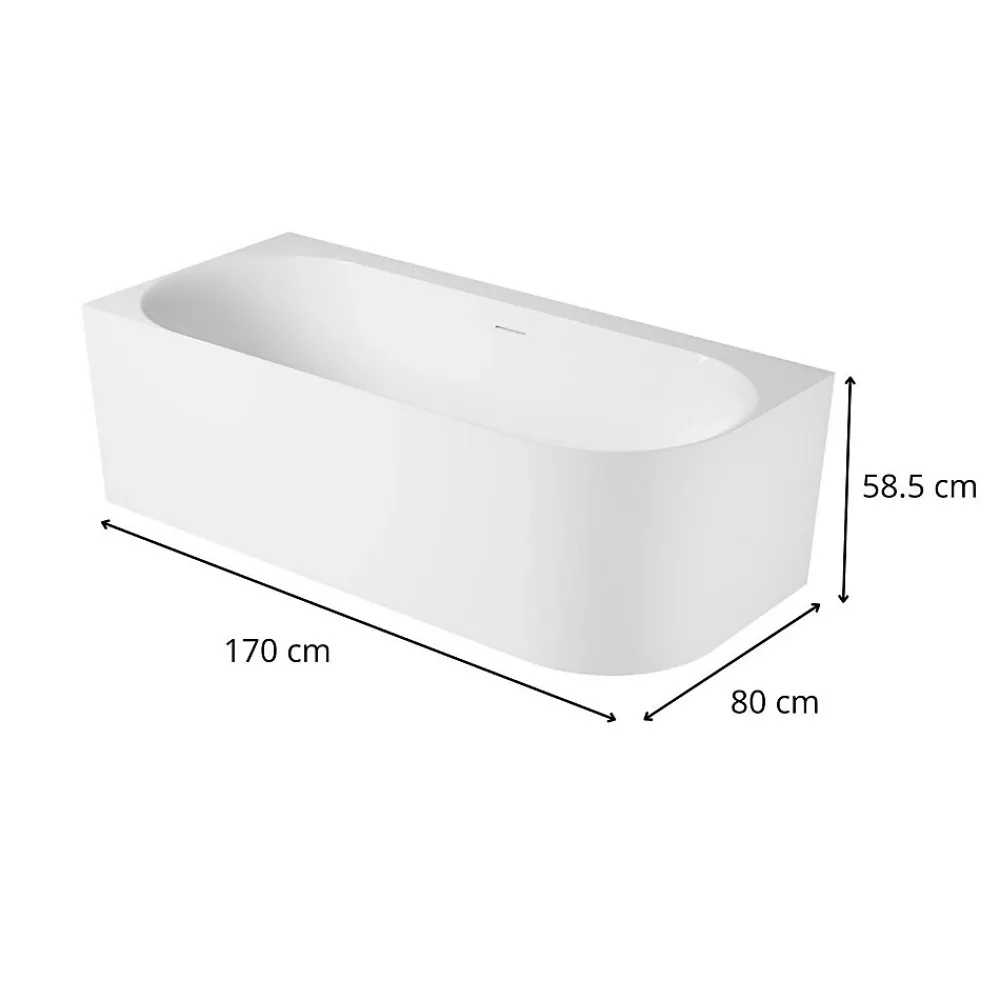 Mob-In Baignoire acrylique Lucite FORMA semi-îlot blanche 170cm - Angle gauche