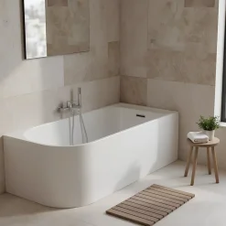 Baignoire D'Angle|GoodHome Baignoire adossée pour angle droit 160x75 cm Oguta blanc