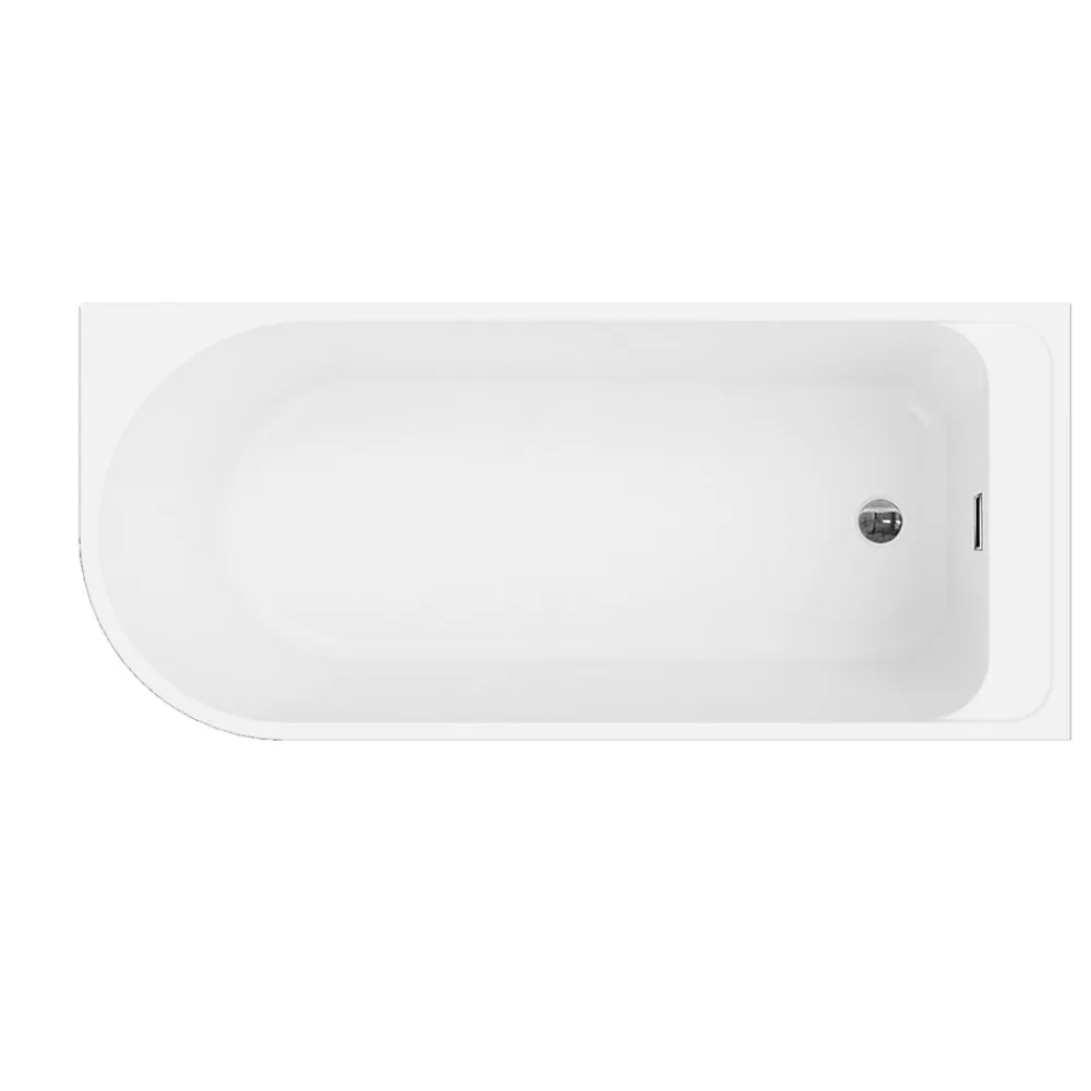 Baignoire D'Angle|GoodHome Baignoire adossée pour angle droit 160x75 cm Oguta blanc