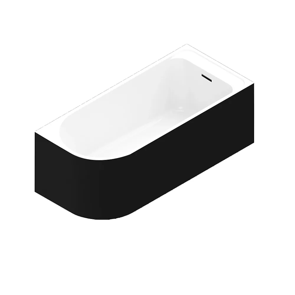 Baignoire D'Angle|GoodHome Baignoire adossée pour angle droit 160x75 cm Oguta noir