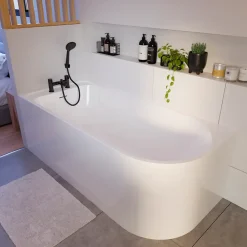 GoodHome Baignoire adossée pour angle gauche 170x75 cm Oguta blanc