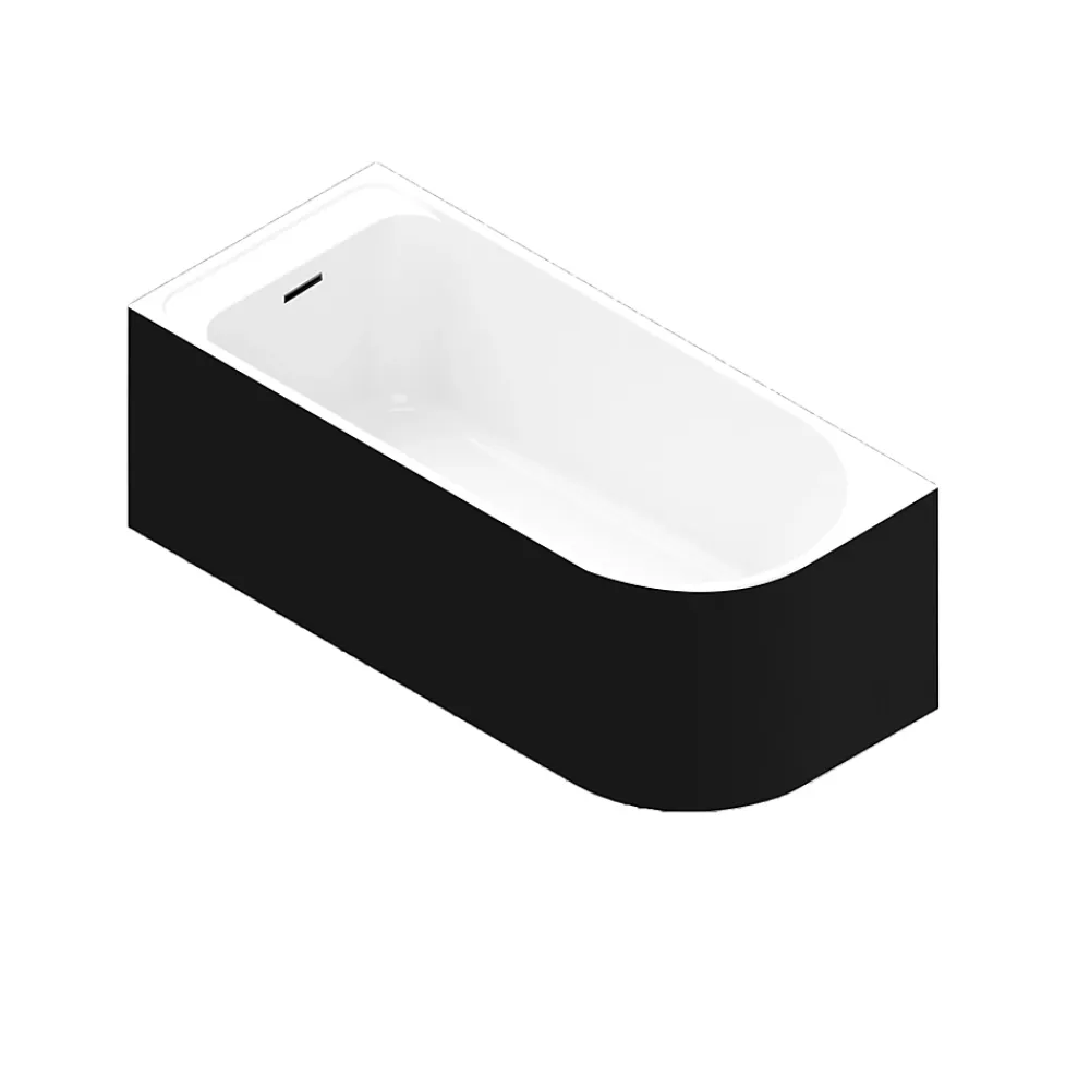 Baignoire D'Angle|GoodHome Baignoire adossée pour angle gauche 170x75 cm Oguta noir mat