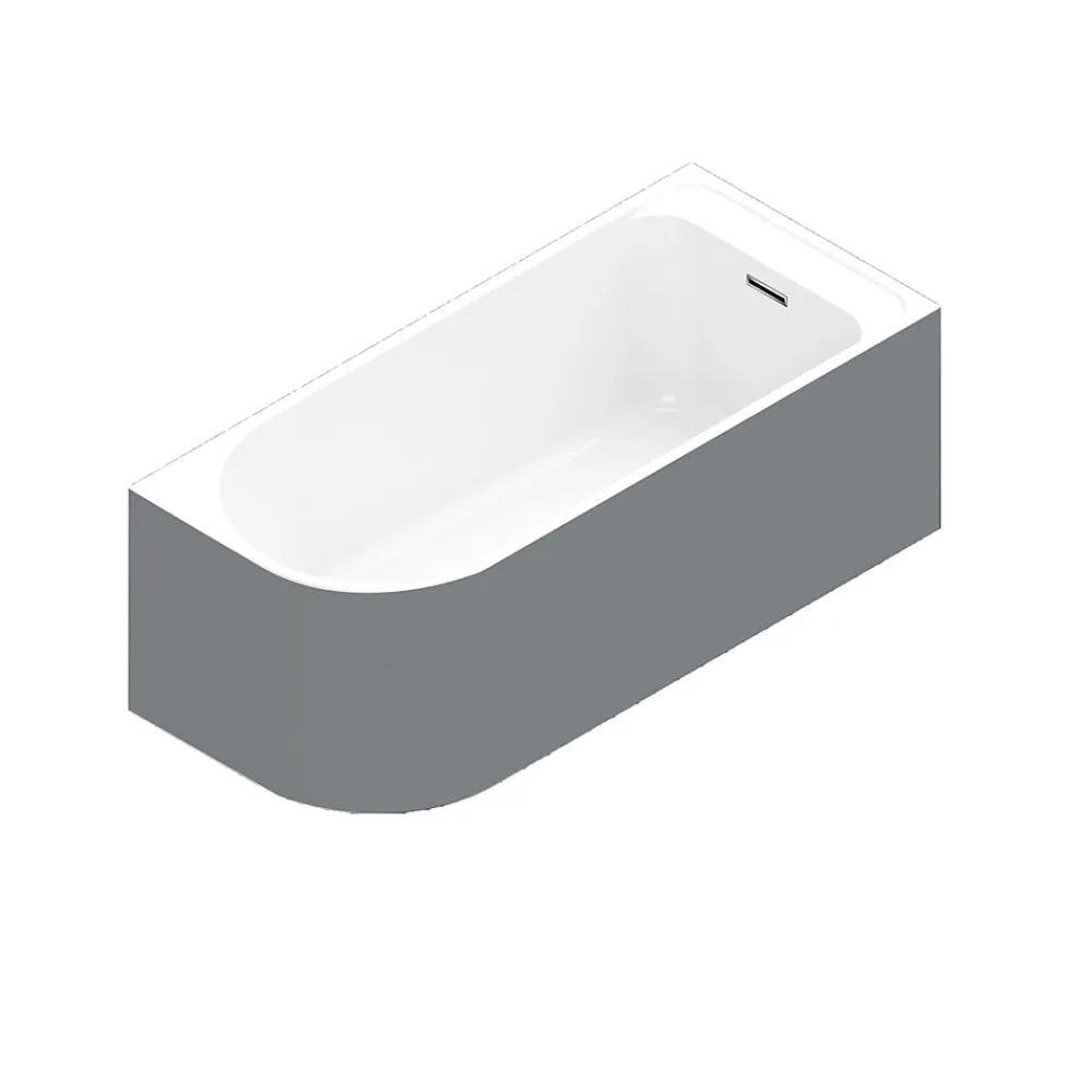 GoodHome Baignoire adossée pour angle droit 160x75 cm Oguta gris