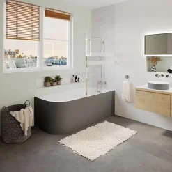 GoodHome Baignoire adossée pour angle droit 160x75 cm Oguta gris