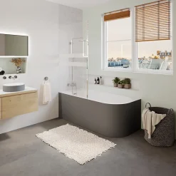 GoodHome Baignoire adossée pour angle gauche 170x75 cm Oguta gris mat
