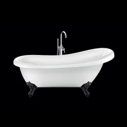 Rogier & Mothes Baignoire ancienne retro sur pieds RICHMOND Blanche 155 cm Pieds d'Aigle Noirs