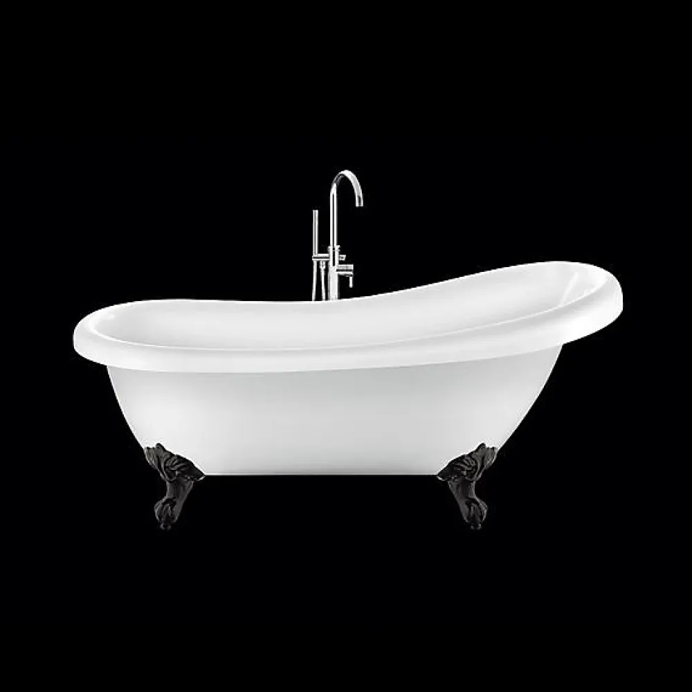Rogier & Mothes Baignoire ancienne retro sur pieds RICHMOND Blanche 155 cm Pieds d'Aigle Noirs