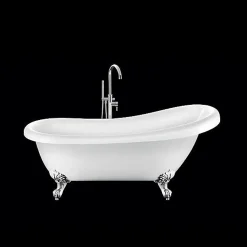 Rogier & Mothes Baignoire ancienne retro sur pieds RICHMOND Blanche 155 cm Pieds d'Aigle Chromes