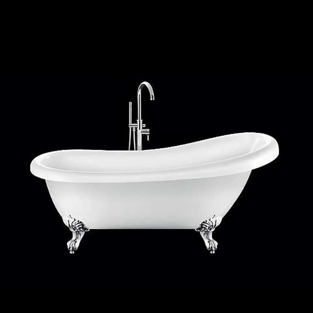 Rogier & Mothes Baignoire ancienne retro sur pieds RICHMOND Blanche 155 cm Pieds d'Aigle Chromes