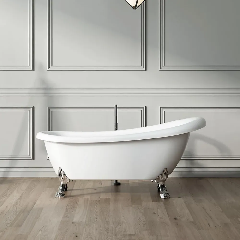 Rogier & Mothes Baignoire ancienne retro sur pieds RICHMOND Blanche 155 cm Pieds d'Aigle Bronze jaune vieilli