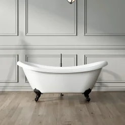Baignoire Îlot|Rogier & Mothes Baignoire ancienne retro sur pieds DARLINGTON Blanche 175 cm Pieds d'Aigle Cuivre rouge vieilli
