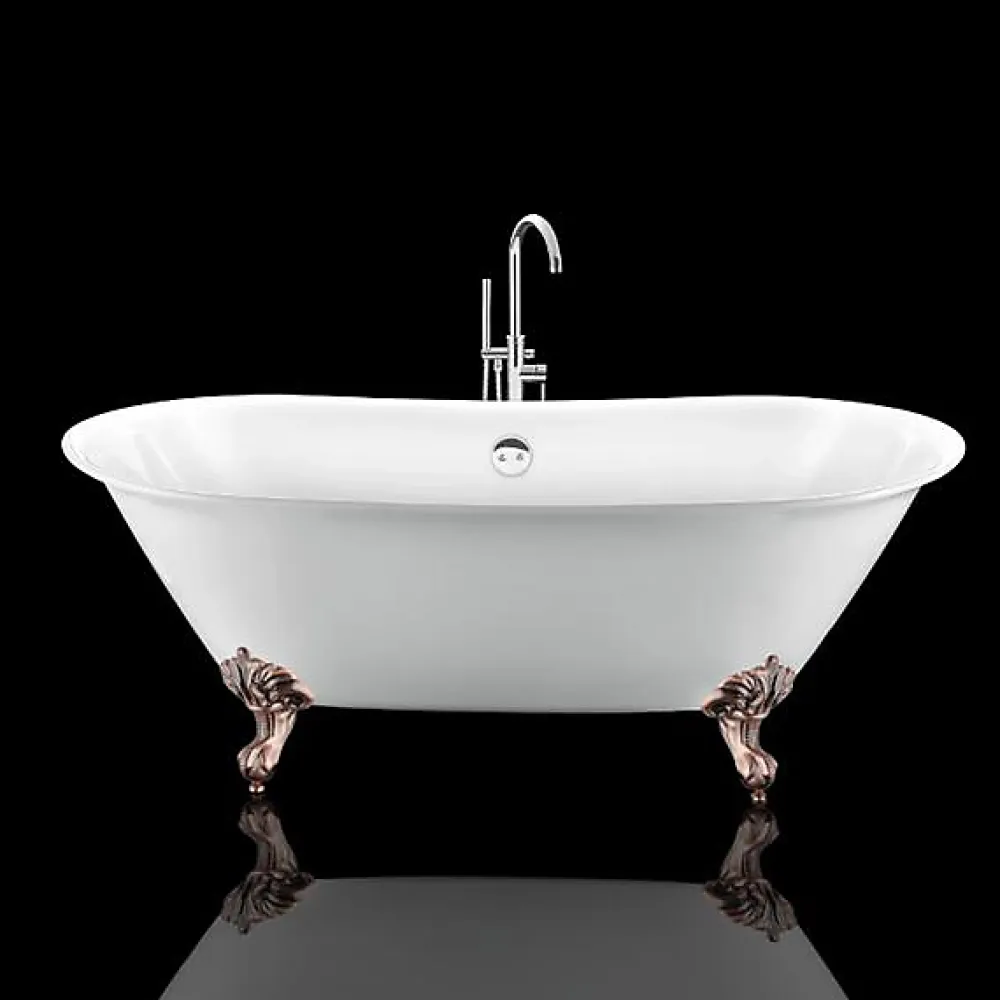 Rogier & Mothes Baignoire ancienne retro sur pieds SURRY HILLS Blanche 165 cm Pieds d'Aigle Bronze jaune vieilli