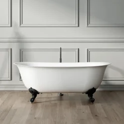 Baignoire Îlot|Rogier & Mothes Baignoire ancienne retro sur pieds SURRY HILLS Blanche 165 cm Pieds d'Aigle Noirs
