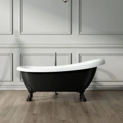 Baignoire Îlot|Rogier & Mothes Baignoire ancienne retro sur pieds RICHMOND Noire 171 cm Pieds de Lion Noirs