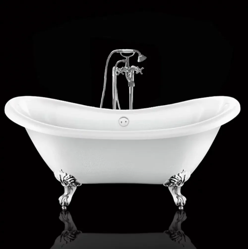 Rogier & Mothes Baignoire ancienne retro sur pieds DARLINGTON Blanche 175 cm Pieds d'Aigle Chromes