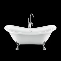 Baignoire Îlot|Rogier & Mothes Baignoire ancienne retro sur pieds DARLINGTON Blanche 175 cm Pieds de Lion Chromes