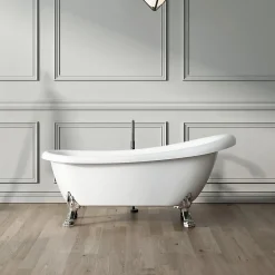 Baignoire Îlot|Rogier & Mothes Baignoire ancienne retro sur pieds RICHMOND Blanche 155 cm Pieds de Lion Blancs