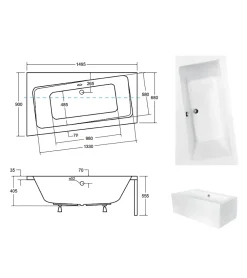 Baignoire D'Angle|Azura Home Design Baignoire angle droit ZIANIGI avec tablier - 150cm