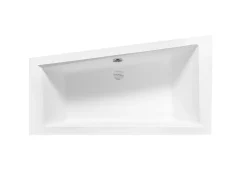 Baignoire Asymétrique|Besco Baignoire asymétrique + tablier blanc + repose tête - INTIMA - 160 x 90 cm - Droite