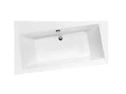 Besco Baignoire asymétrique + tablier blanc + repose tête - INFINITY - 170 x 110 cm - Gauche