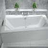 Baignoire Asymétrique|Besco Baignoire asymétrique + tablier blanc + repose tête - INFINITY - 160 x 100 cm - Gauche