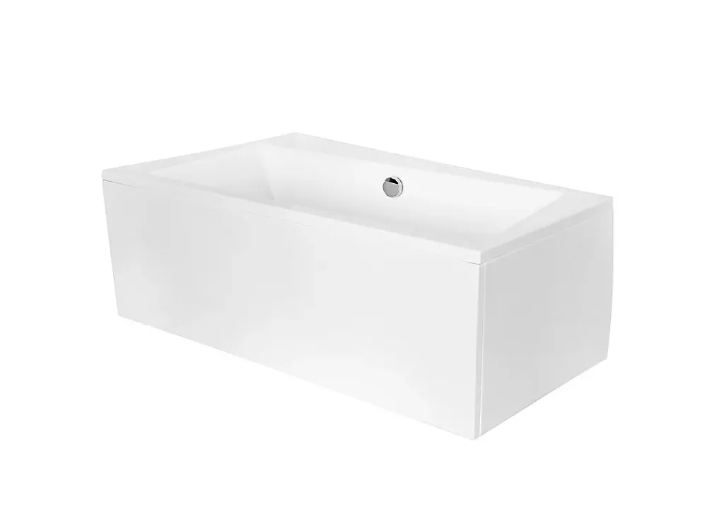 Baignoire Asymétrique|Besco Baignoire asymétrique + tablier blanc + repose tête - INFINITY - 160 x 100 cm - Gauche