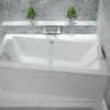 Baignoire Asymétrique|Besco Baignoire asymétrique + tablier blanc + repose tête - INFINITY - 160 x 100 cm - Droite