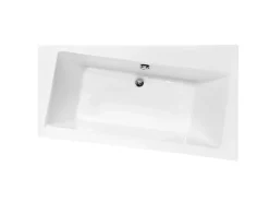 Baignoire Asymétrique|Besco Baignoire asymétrique + tablier blanc + repose tête - INFINITY - 160 x 100 cm - Droite