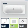 Baignoire Asymétrique|Besco Baignoire asymétrique - 160 x 75 cm - Droite - sans Habillage - avec Pieds - Repose-tête - Vidage Chrome - AVITA