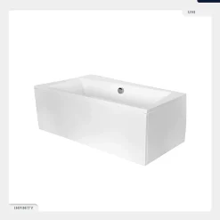 Baignoire Asymétrique|Besco Baignoire asymétrique - 150 x 90 cm - Droite - avec Habillage - Pieds - Vidage Chrome - INFINITY