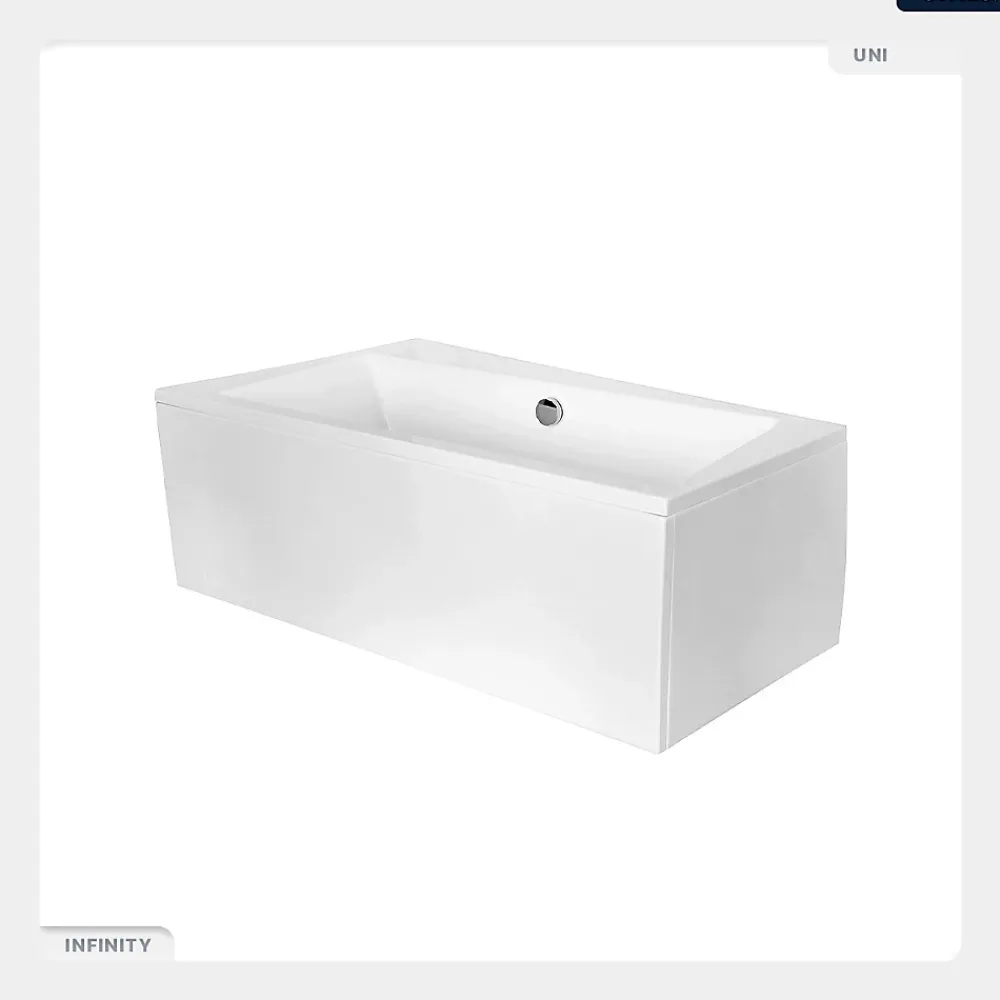Baignoire Asymétrique|Besco Baignoire asymétrique - 150 x 90 cm - Droite - avec Habillage - Pieds - Vidage Chrome - INFINITY
