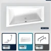 Baignoire Asymétrique|Besco Baignoire asymétrique - 160 x 90 cm - Gauche - avec Tablier - Pieds - Vidage Chrome - INTIMA