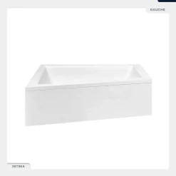 Baignoire Asymétrique|Besco Baignoire asymétrique - 160 x 90 cm - Gauche - avec Tablier - Pieds - Vidage Chrome - INTIMA