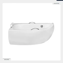 Baignoire Asymétrique|Besco Baignoire asymétrique - 150 x 70 cm - Gauche - avec Tablier - Pieds - Poignées - Repose-tête - Vidage Chrome - MILENA PREMIUM
