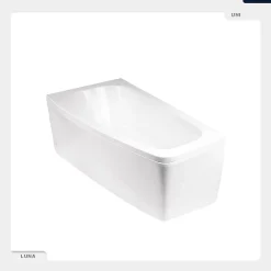 Baignoire Asymétrique|Besco Baignoire asymétrique - 150 x 80 cm - Droite - avec Habillage - Pieds - Vidage Chrome - LUNA