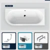 Baignoire Asymétrique|Besco Baignoire asymétrique - 180 x 80 cm - Droite - avec Habillage - Pieds - Vidage Chrome - AVITA SLIM