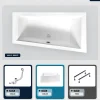 Besco Baignoire asymétrique - 150 x 85 cm - Droite - avec Tablier - Pieds - Vidage Chrome - INTIMA