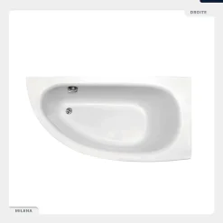 Besco Baignoire asymétrique - 150 x 70 cm - Droite - sans Habillage - avec Pieds - Vidage Chrome - MILENA