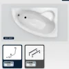 Baignoire Asymétrique|Besco Baignoire asymétrique - 150 x 100 cm - Droite - sans Habillage - avec Pieds - Vidage Chrome - NATALIA