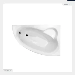 Baignoire Asymétrique|Besco Baignoire asymétrique - 150 x 100 cm - Droite - sans Habillage - avec Pieds - Vidage Chrome - NATALIA