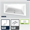 Baignoire Asymétrique|Besco Baignoire asymétrique - 160 x 90 cm - Droite - sans Habillage - avec Pieds - Repose-tête - Vidage Chrome - INTIMA