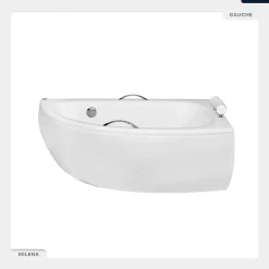 Baignoire Asymétrique|Besco Baignoire asymétrique - 150 x 70 cm - Droite - avec Pieds - Poignées - Repose-tête - Vidage Chrome - MILENA PREMIUM