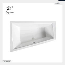 Baignoire Asymétrique|Besco Baignoire asymétrique - 170 x 125 cm - Gauche - sans Habillage - avec Pieds - Vidage Chrome - INTIMA DUO SLIM