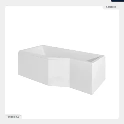 Baignoire Asymétrique|Besco Baignoire asymétrique - 150 x 75 cm - Gauche - avec Habillage - Pieds - Vidage Chrome - INTEGRA