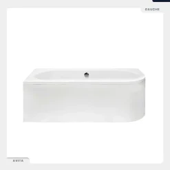 Besco Baignoire asymétrique - 160 x 75 cm - Gauche - sans Habillage - avec Pieds - Vidage Chrome - AVITA