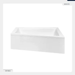 Baignoire Asymétrique|Besco Baignoire asymétrique - 150 x 85 cm - Droite - sans Habillage - avec Pieds - Vidage Chrome - INTIMA