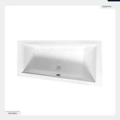 Baignoire Asymétrique|Besco Baignoire asymétrique - 150 x 85 cm - Droite - sans Habillage - avec Pieds - Vidage Chrome - INTIMA