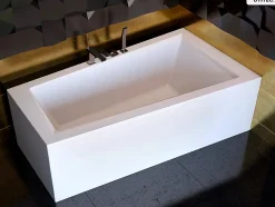 Baignoire Asymétrique|Besco Baignoire asymétrique - 150 x 85 cm - Droite - sans Habillage - avec Pieds - Vidage Chrome - INTIMA