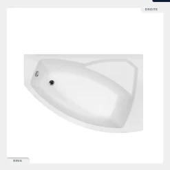 Baignoire Asymétrique|Besco Baignoire asymétrique - 170 x 110 cm - Droite - avec Habillage - Pieds - Vidage Chrome - RIMA